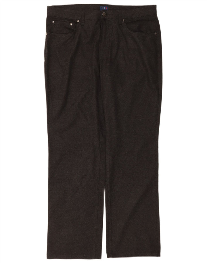 Trussardi Mens Straight Casual Trousers W34 L30 Grey Polyester