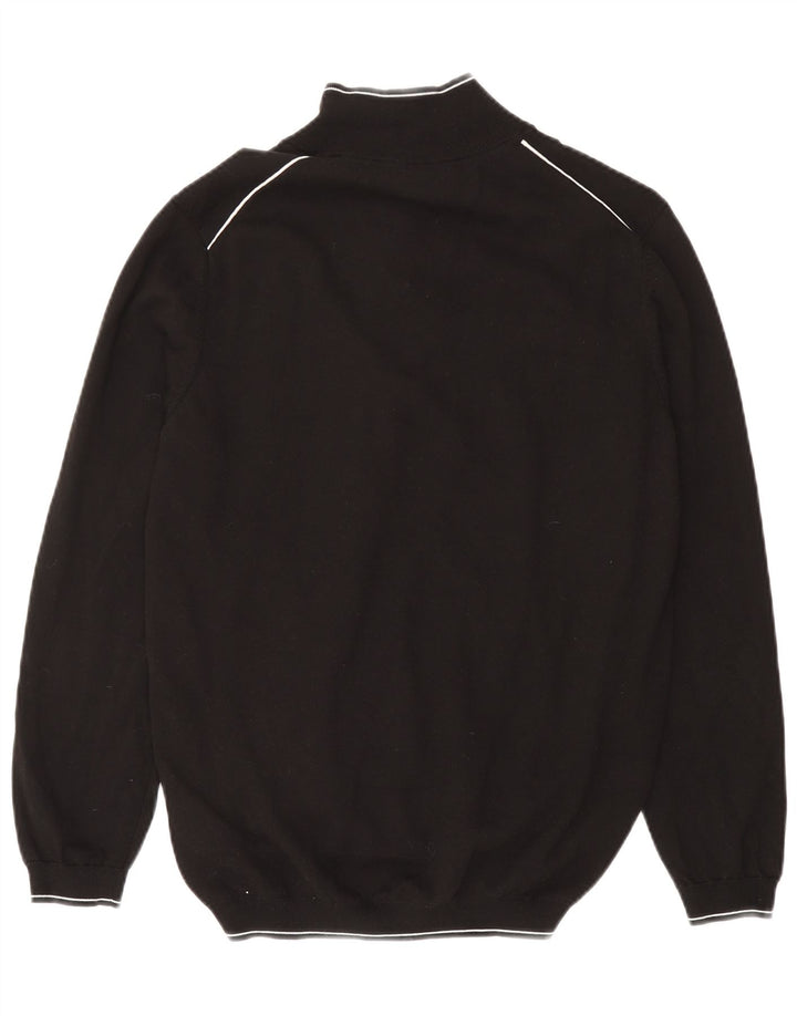 Hugo Boss Mens Zip Neck Jumper Sweater 2XL Black Cotton
