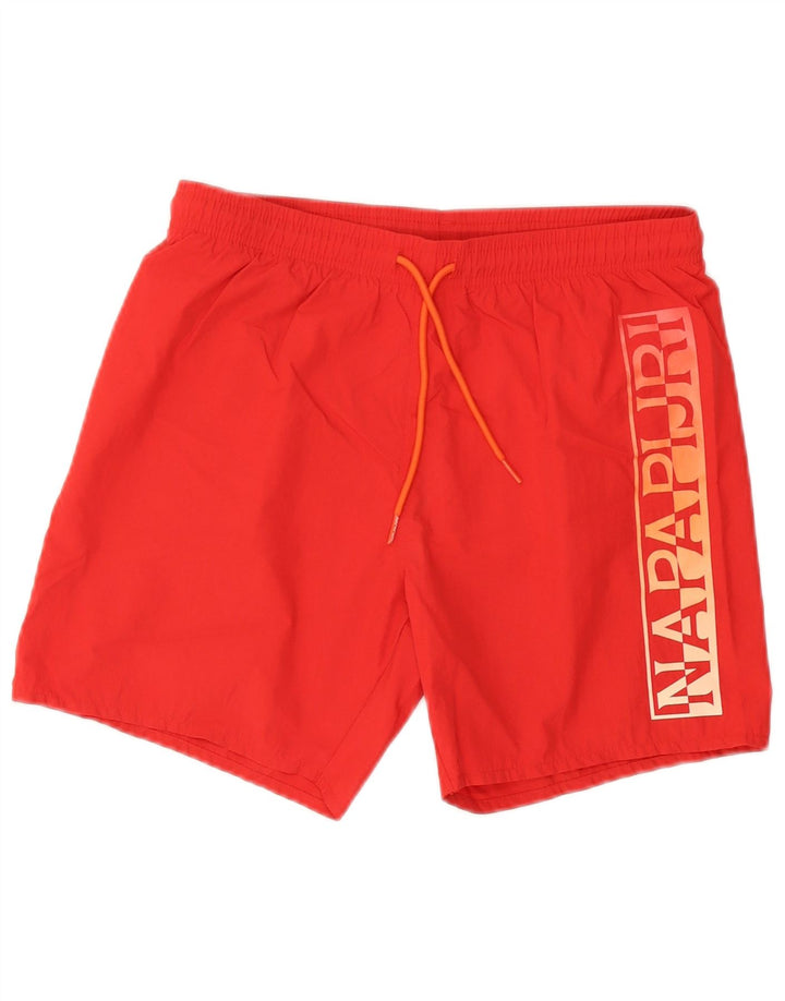 Napapijri Mens Graphic Swimming Shorts Small Red Polyamide Beach