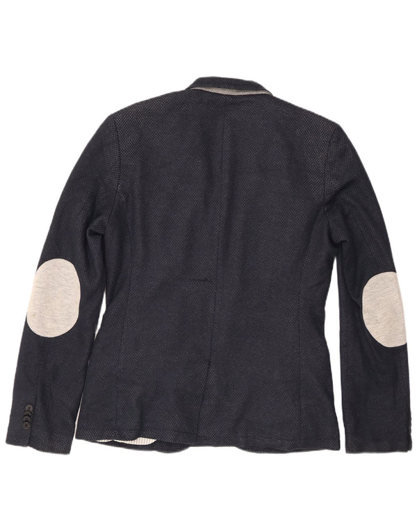 Zara Mens 2 Button Blazer Jacket UK 40 Large Navy Blue Polyester