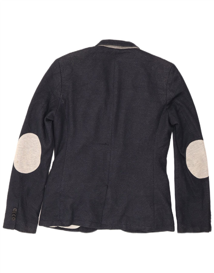 Zara Mens 2 Button Blazer Jacket UK 40 Large Navy Blue Polyester