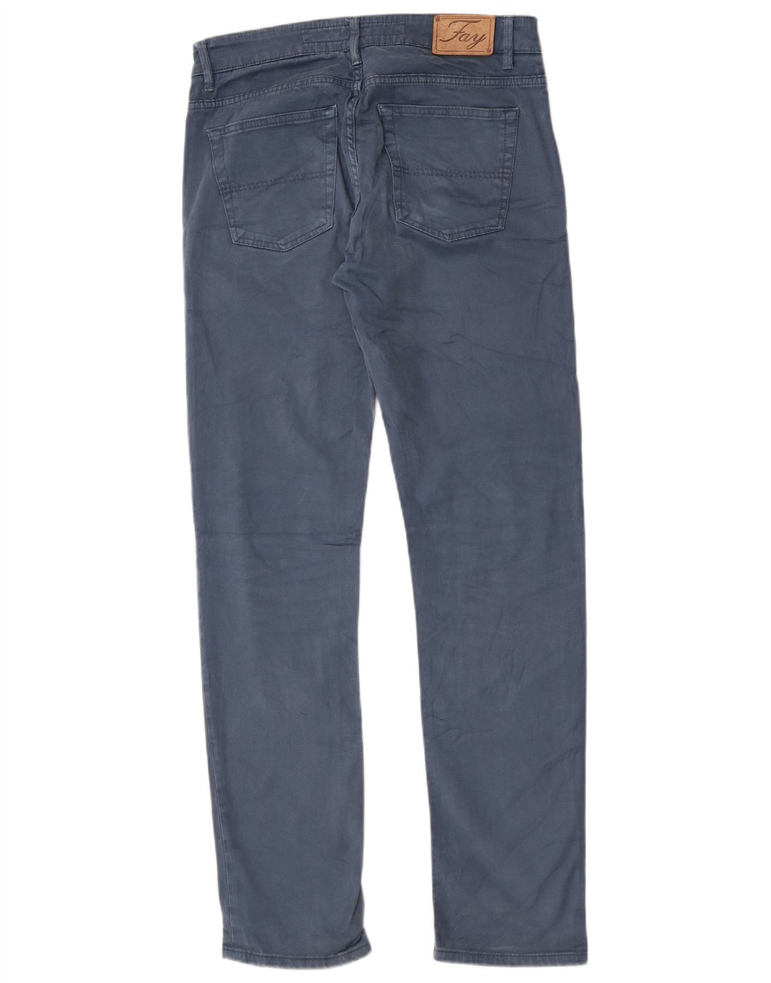 Fay Mens Straight Chino Trousers W34 L33 Blue Cotton