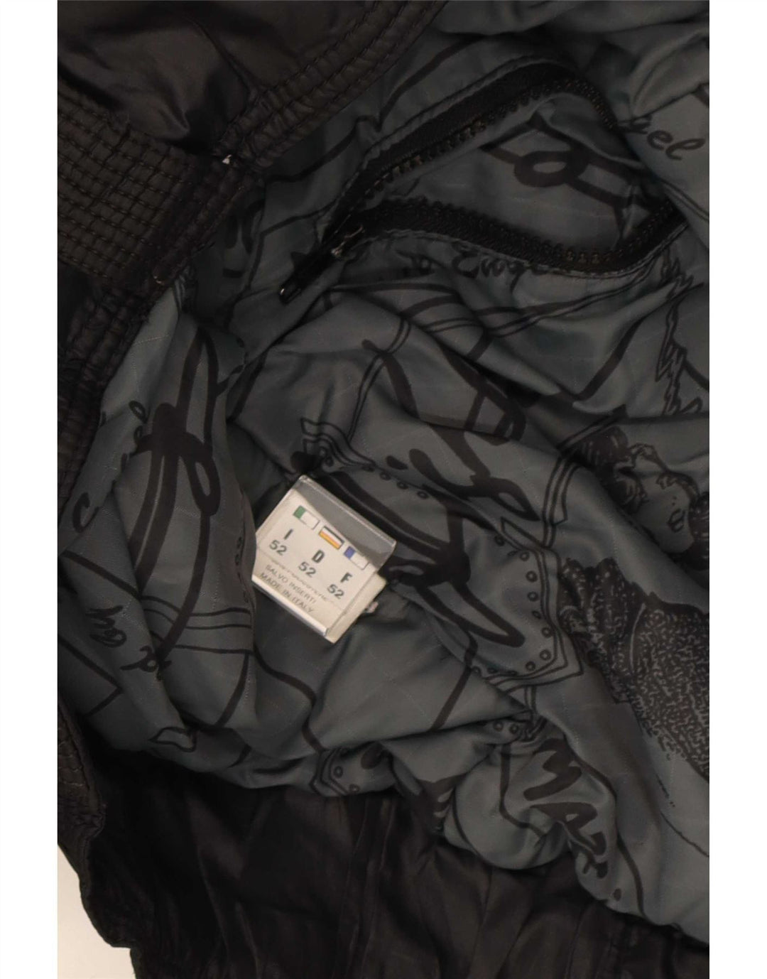 Vintage Womens Bomber Jacket IT 52 XL Black Polyamide