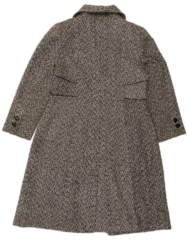 Jacques Vert Womens Overcoat UK 18 XL Black Herringbone Polyester