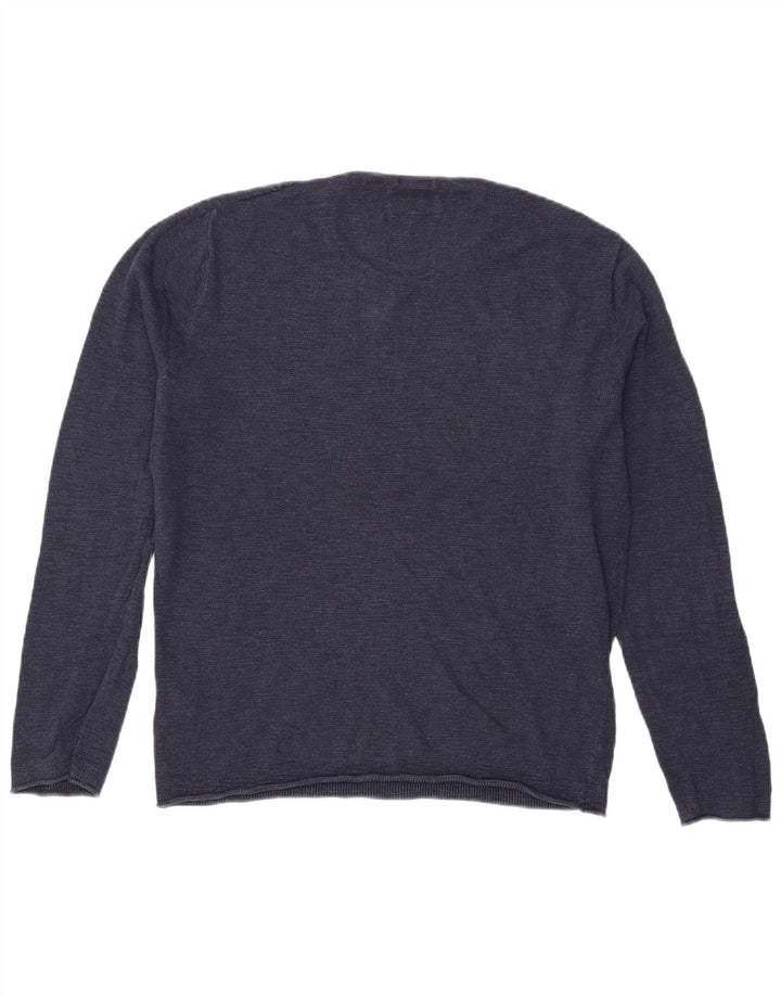 Tommy Hilfiger Mens Crew Neck Jumper Sweater Medium Navy Blue Cotton