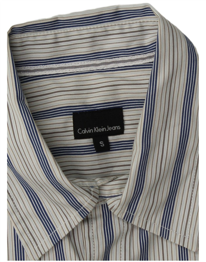 Calvin Klein Jeans Mens Shirt Small Blue Striped Cotton