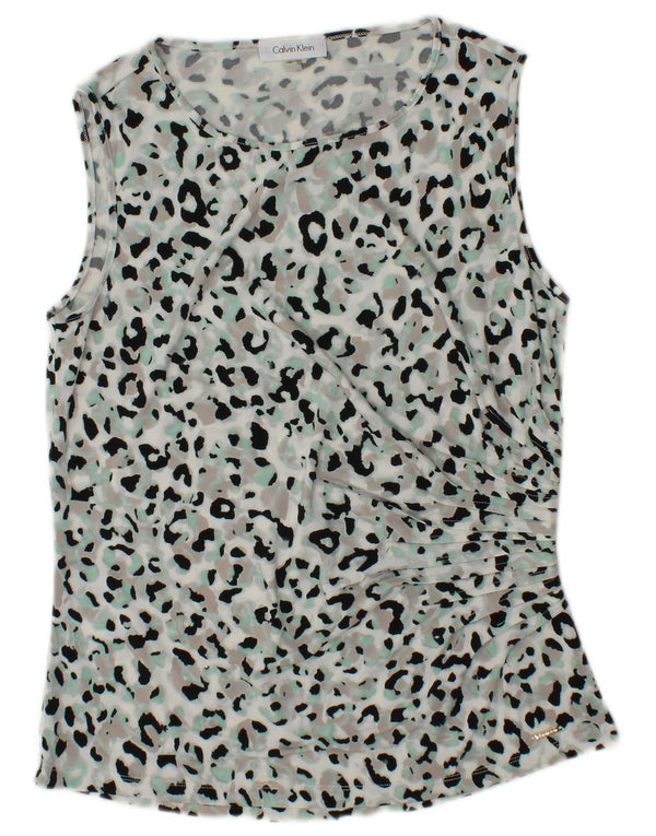 CALVIN KLEIN Womens Vest Top UK 12 Medium Multicoloured Animal Print
