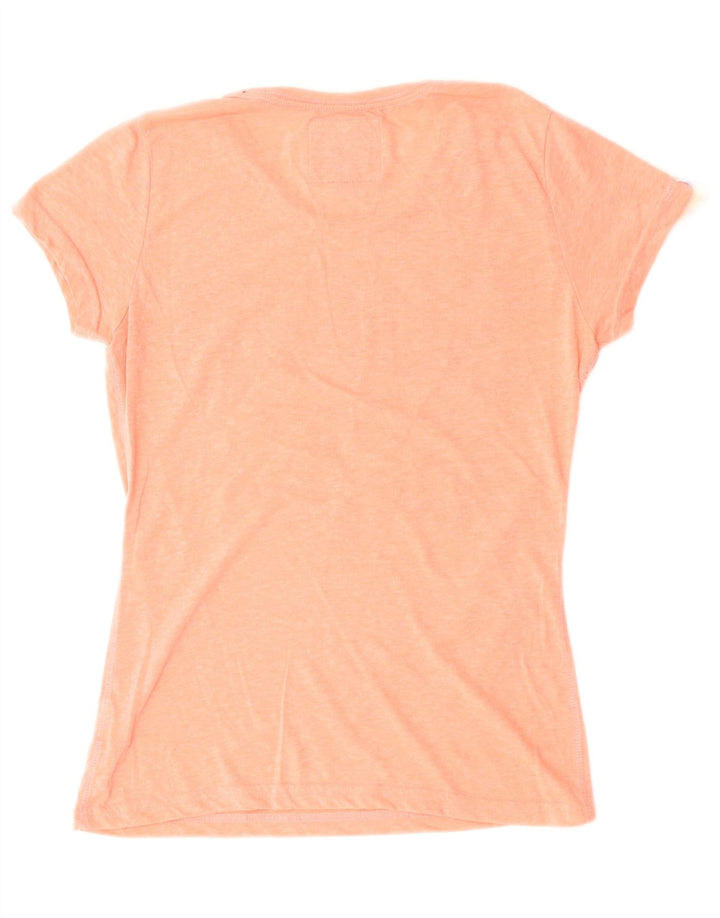 Superdry Womens Graphic T-Shirt Top UK 12 Medium Orange Cotton