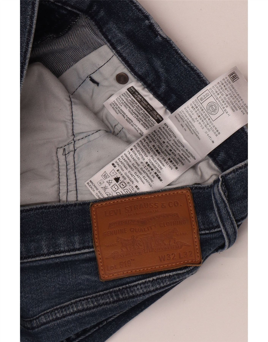 Levi's Mens 519 Skinny Jeans W32 L32 Blue Cotton