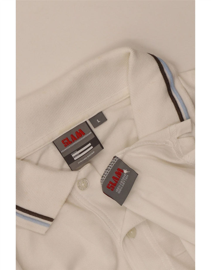 Slam Mens Polo Shirt Large White Cotton