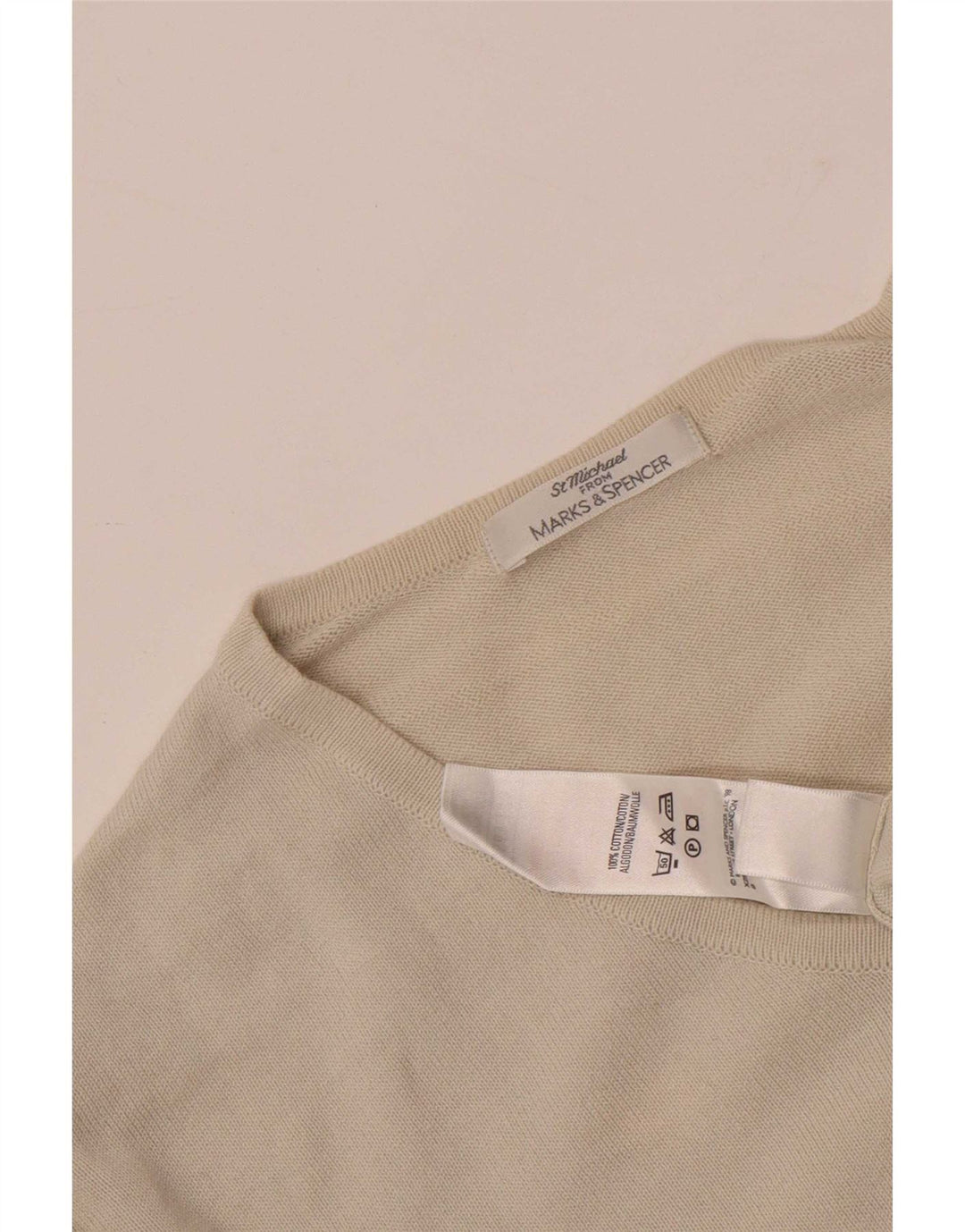 Marks & Spencer Mens Top Long Sleeve XL Beige Cotton