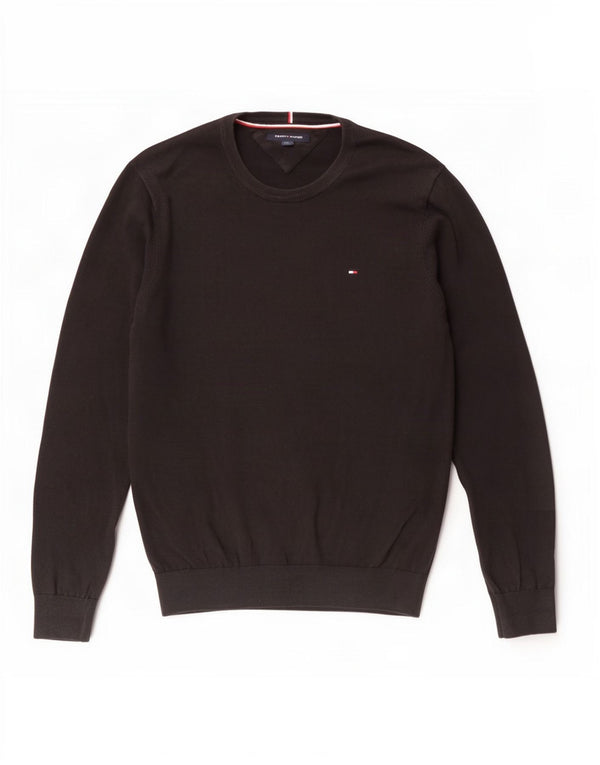 Tommy Hilfiger Mens Crew Neck Jumper Sweater Medium Black Cotton