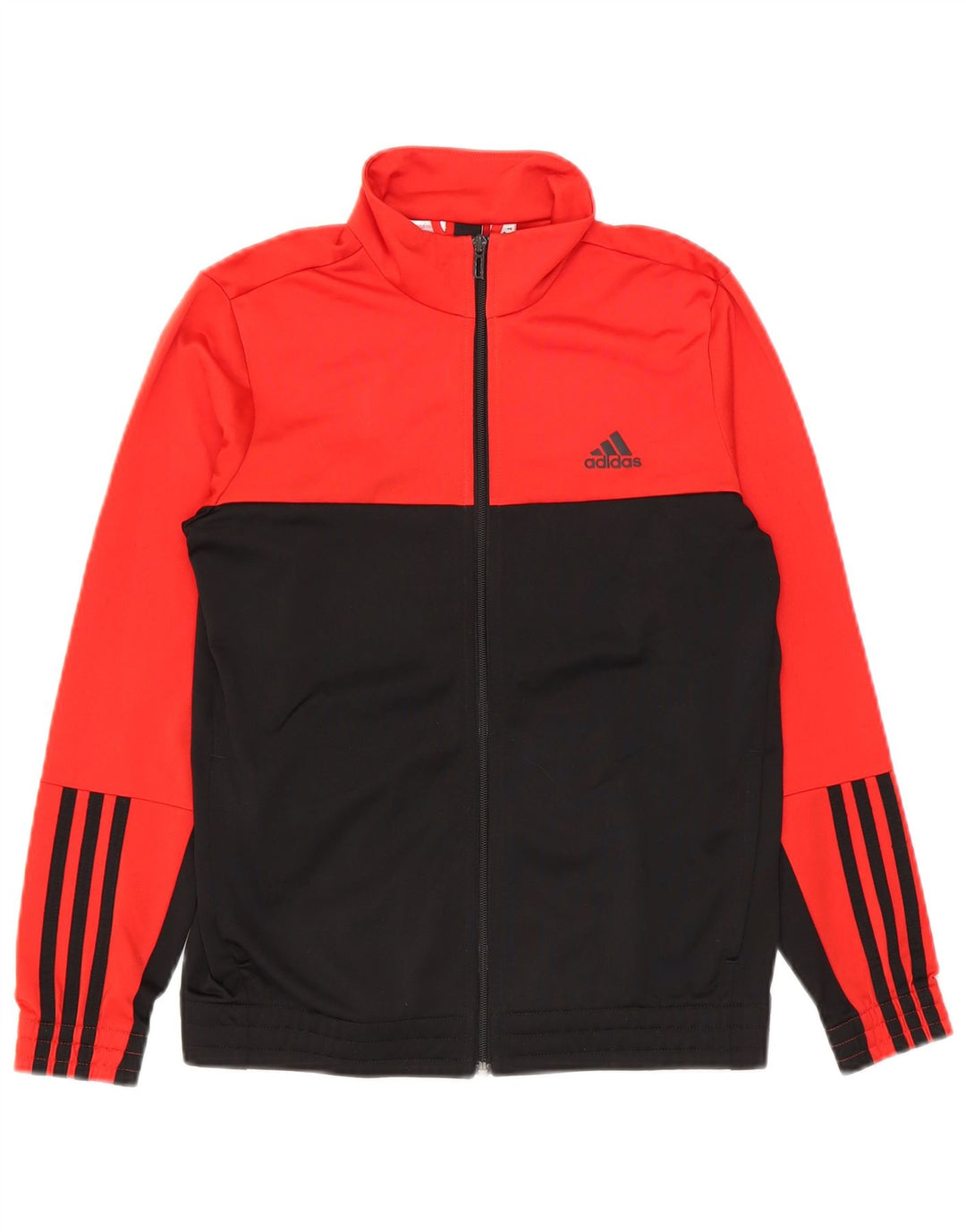 Adidas Boys Tracksuit Top Jacket 13-14 Years Red Colourblock Polyester
