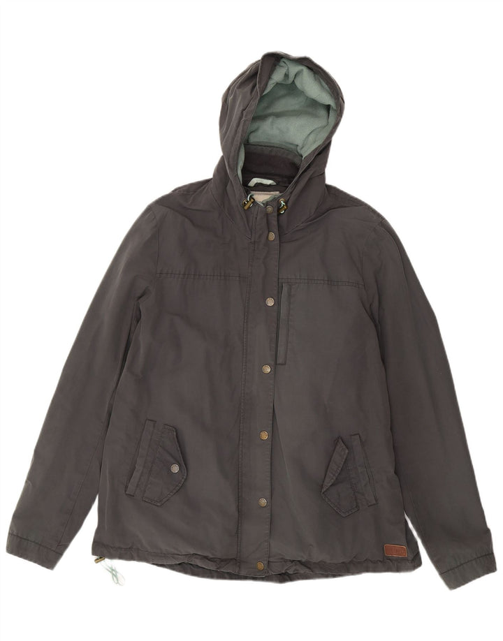 Fat Face Womens Hooded Windbreaker Jacket UK 16 Large Grey Cotton
