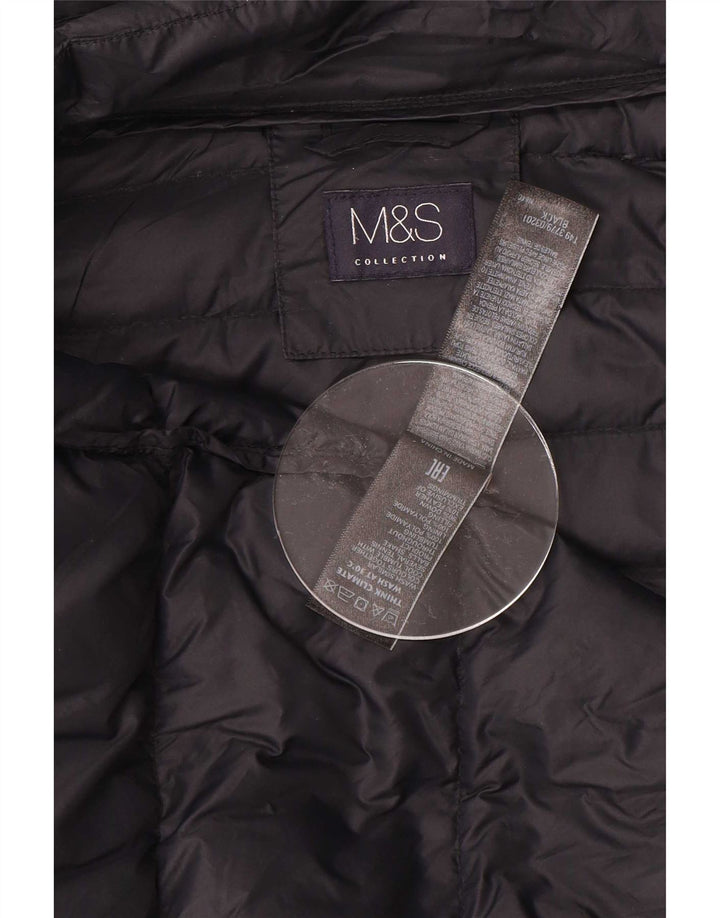 Marks & Spencer Womens Hooded Padded Coat UK 12 Medium Black Polyamide