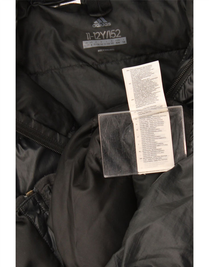 Adidas Boys Hooded Padded Jacket 11-12 Years Black Polyester