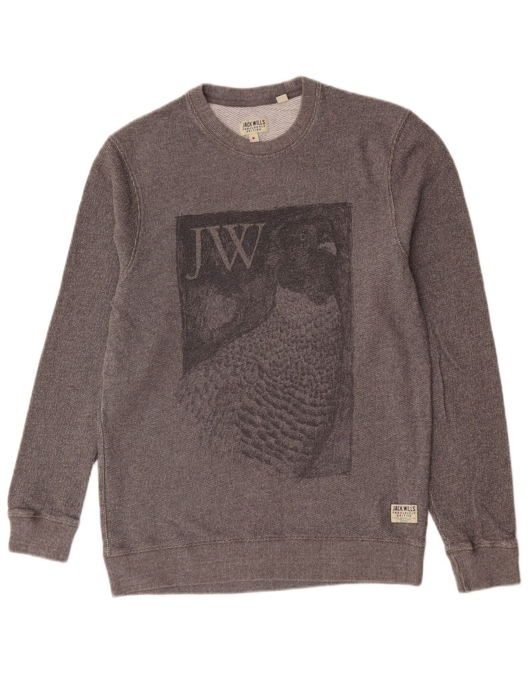 Jack Wills Mens Graphic Sweatshirt Jumper Medium Grey Cotton