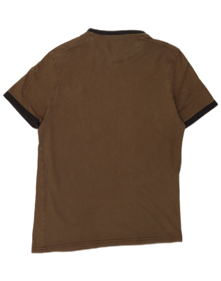 Lyle & Scott Mens T-Shirt Top Medium Khaki Cotton