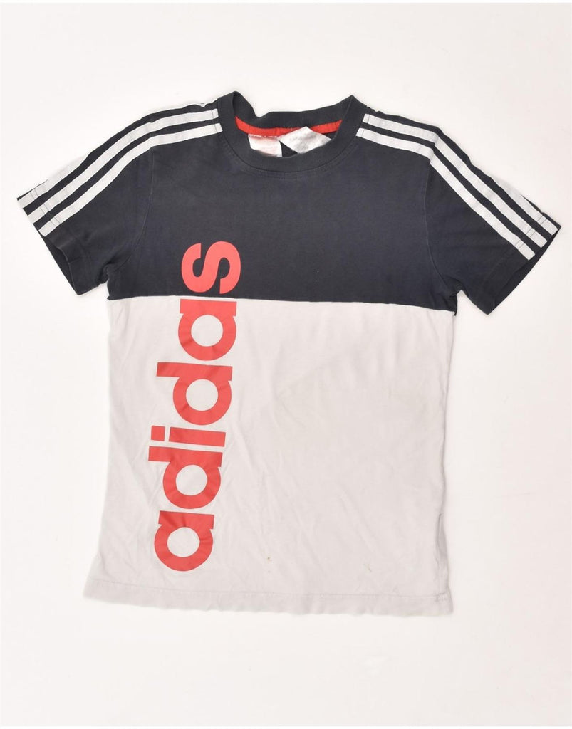 ADIDAS Boys Graphic T-Shirt Top 11-12 Years Grey Colourblock Cotton | Vintage Adidas | Thrift | Second-Hand Adidas | Used Clothing | Messina Hembry 