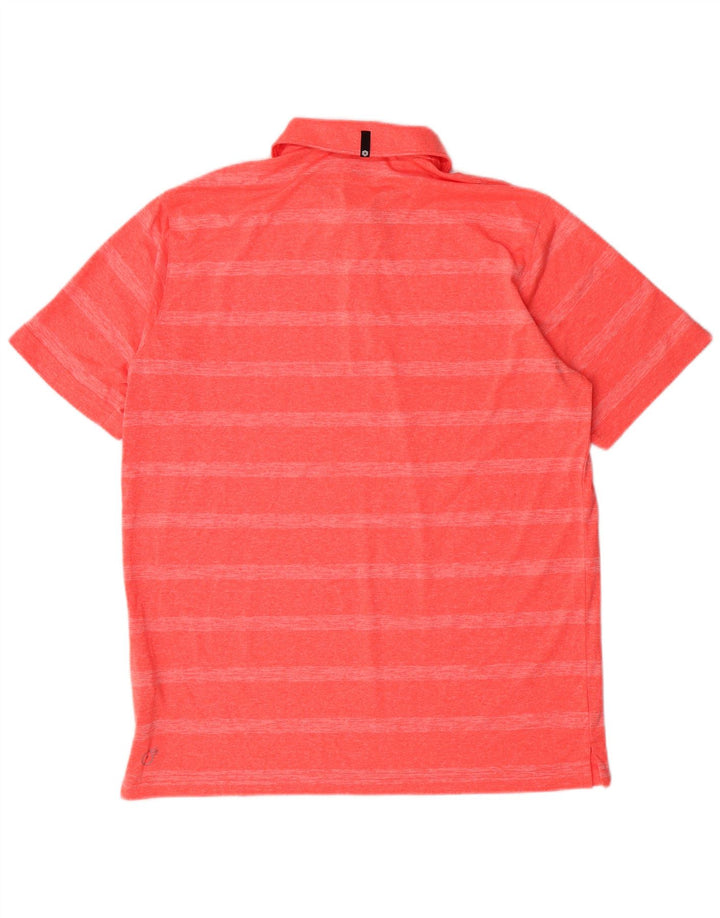 PUMA Mens Polo Shirt Large Pink Striped Polyester
