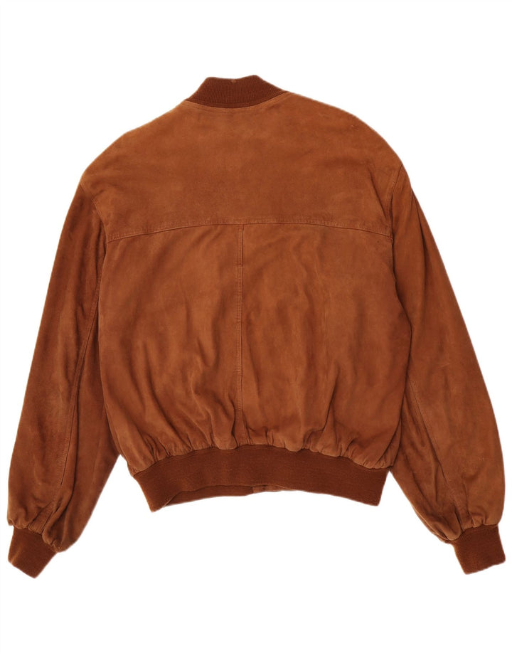 Vintage Mens Suede Bomber Jacket IT 50 Large Brown Suede