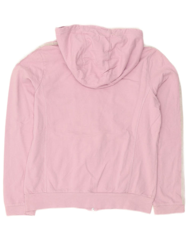 Adidas Womens Zip Hoodie Sweater UK 14 Medium Pink Cotton