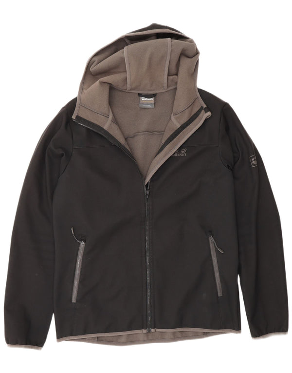 Jack Wolfskin Mens Hooded Windbreaker Jacket UK 36/38 Medium Black Sports