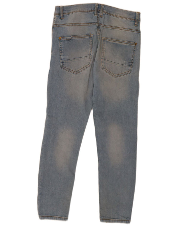 Zara Mens Distressed Cropped Slim Jeans EU 40 Medium W31 L25 Blue Cotton