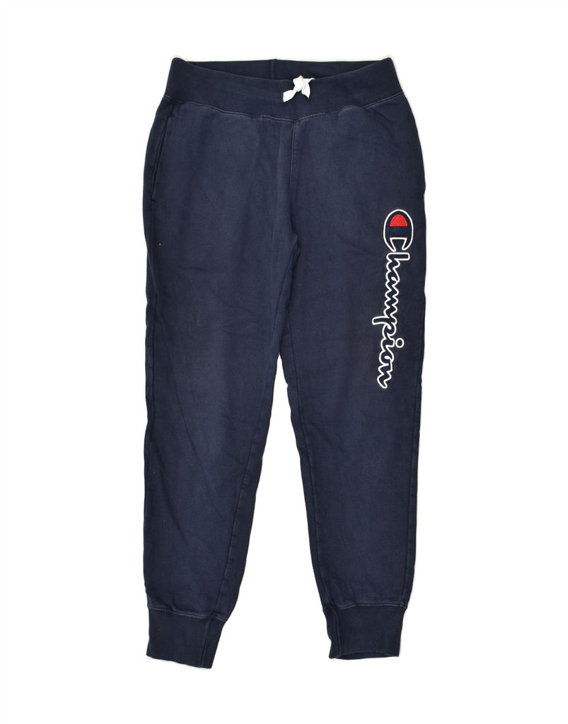 CHAMPION Womens Graphic Tracksuit Trousers Joggers UK 10 Small Navy Blue | Vintage Champion | Thrift | Second-Hand Champion | Used Clothing | Messina Hembry 