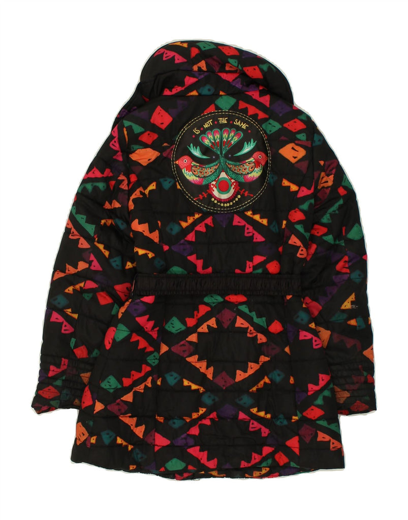 DESIGUAL Girls Hooded Graphic Padded Coat 9-10 Years Multicoloured Vintage Desigual and Second-Hand Desigual from Messina Hembry 