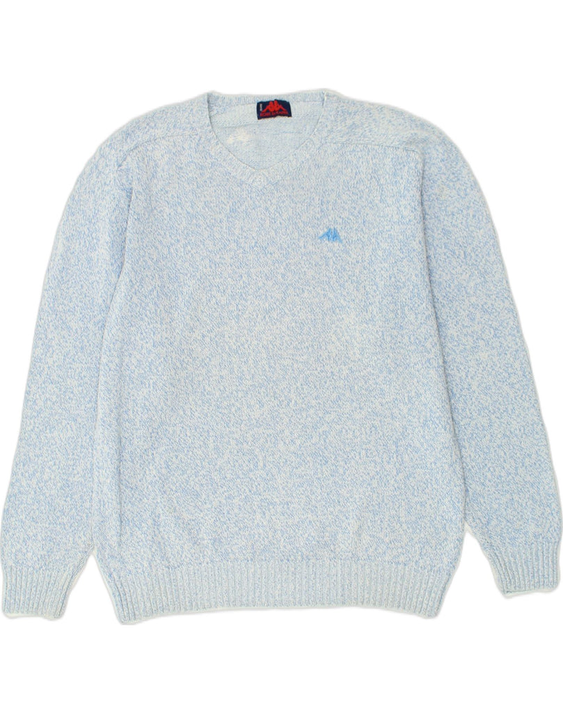 KAPPA Mens V-Neck Jumper Sweater Large Blue Cotton | Vintage Kappa | Thrift | Second-Hand Kappa | Used Clothing | Messina Hembry 