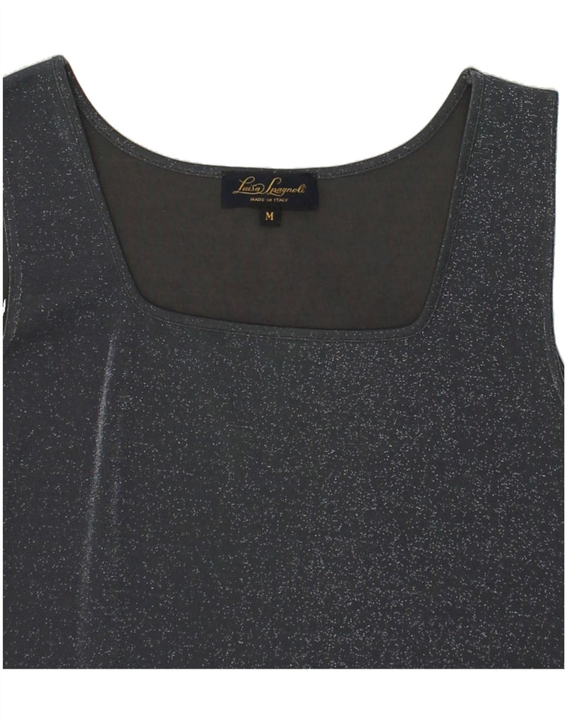 LUISA SPAGNOLI Womens Crop Vest Top UK 12 Medium Grey Flecked Cotton | Vintage Luisa Spagnoli | Thrift | Second-Hand Luisa Spagnoli | Used Clothing | Messina Hembry 