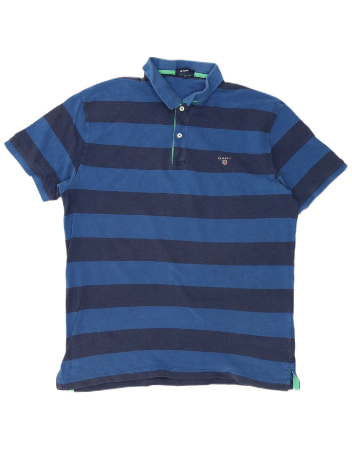 Gap Mens Polo Shirt 2XL Navy Blue Striped Cotton