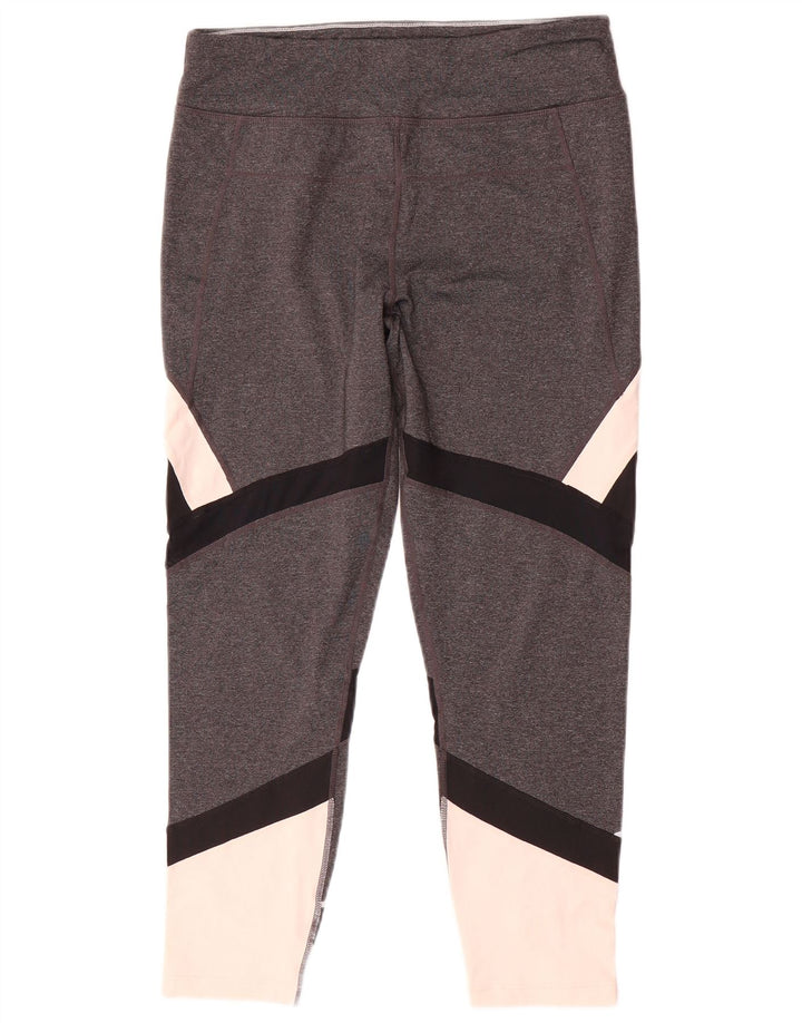Calvin Klein Womens Leggings UK 16 Large Grey Colourblock
