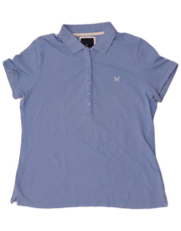Crew Clothing Womens Polo Shirt UK 16 Large Blue Cotton