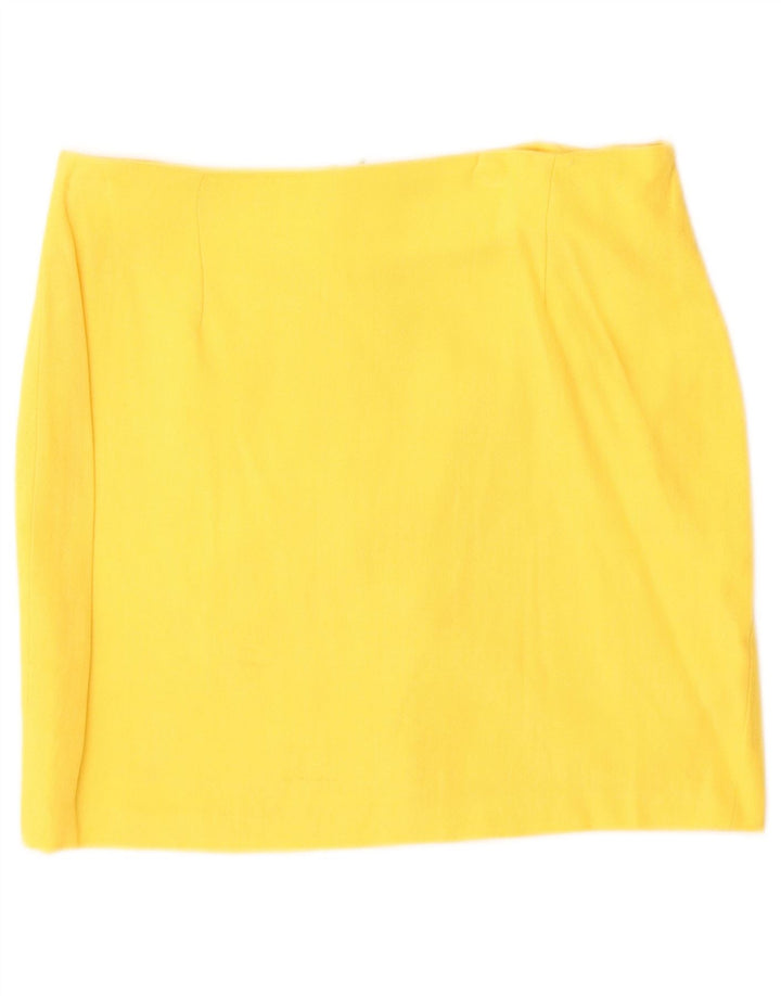 Le Group Womens 6 Button 2 Piece Skirt Set UK 12 Medium W28 Yellow Wool