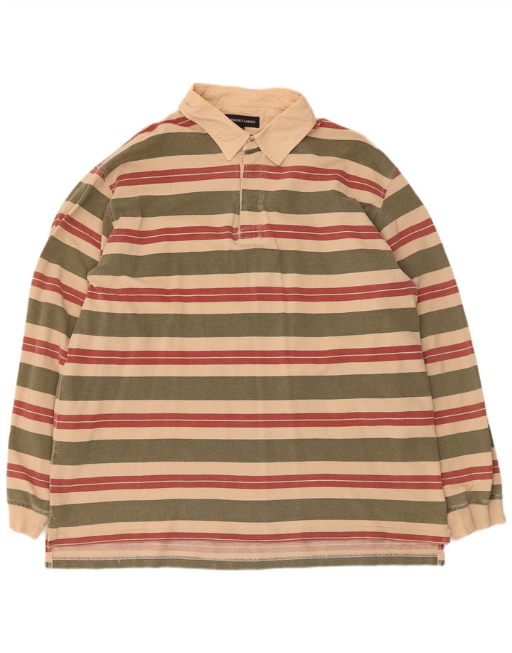 Marlboro Classics Mens Long Sleeve Polo Shirt 3XL Multicoloured Striped