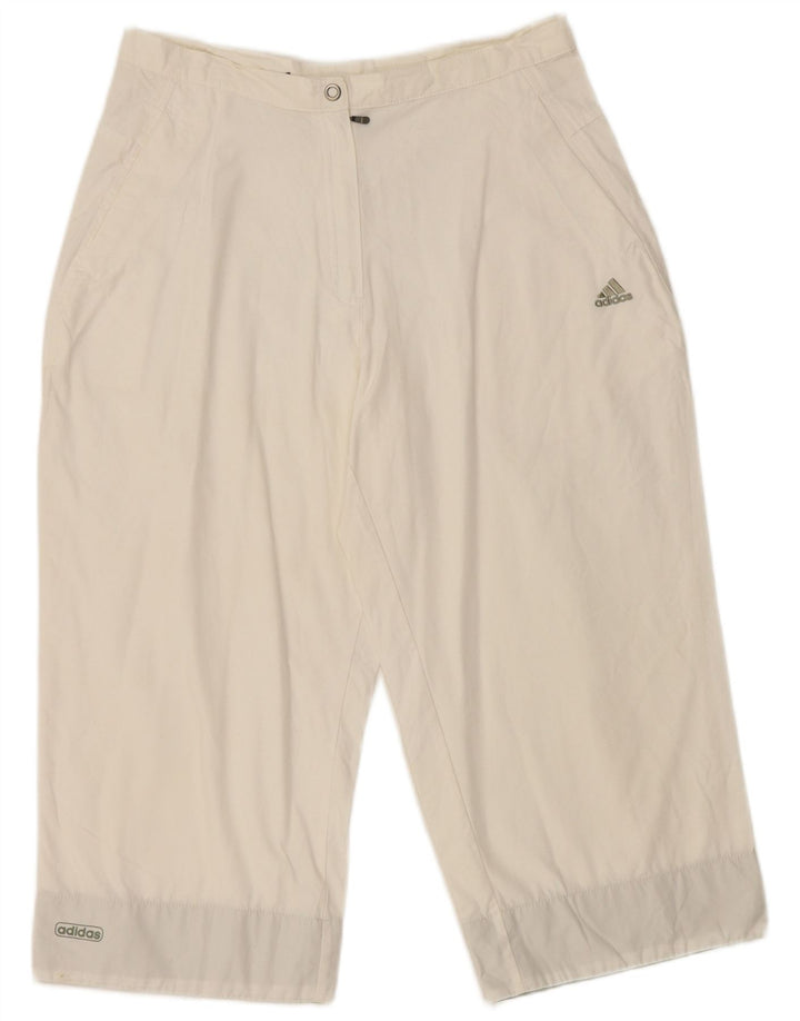 Adidas Womens Bermuda Shorts UK 12 Medium W30 White Cotton