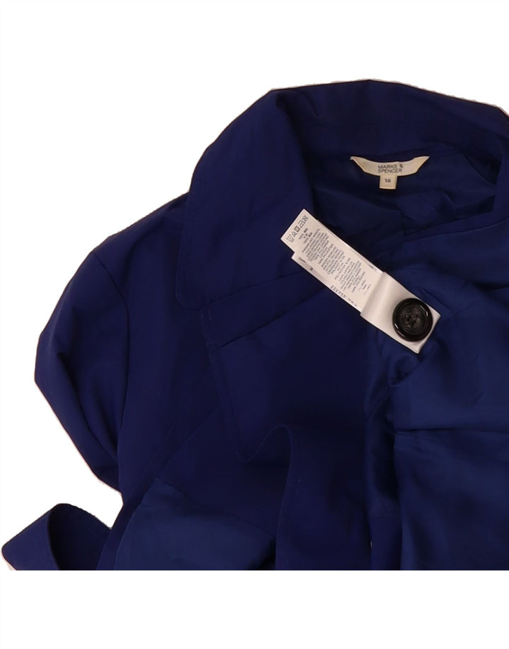 MARKS & SPENCER Womens Double Breasted Blazer Jacket UK 16 Large Blue Vintage Marks & Spencer and Second-Hand Marks & Spencer from Messina Hembry 