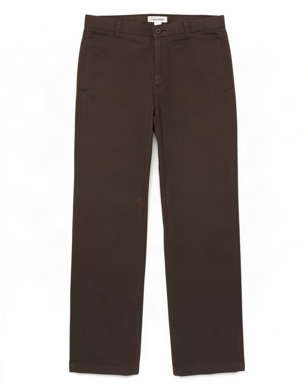 Calvin Klein Mens Straight Chino Trousers W32 L32 Grey Cotton