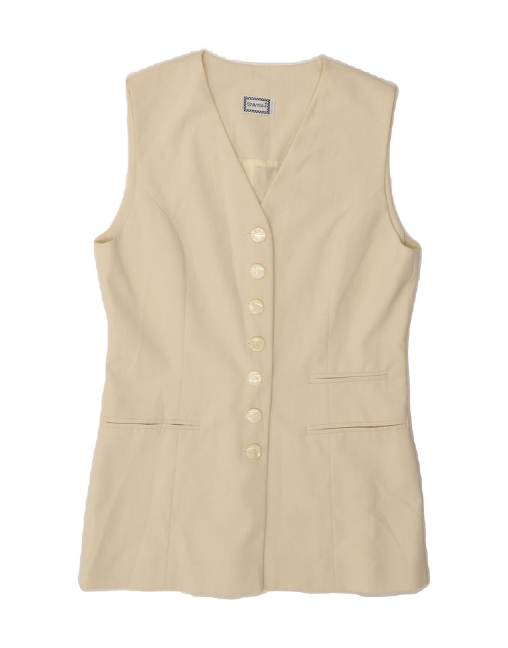 SWISH Womens Sleeveless 7 button Blazer Jacket IT 42 Medium Off White Vintage Swish and Second-Hand Swish from Messina Hembry 