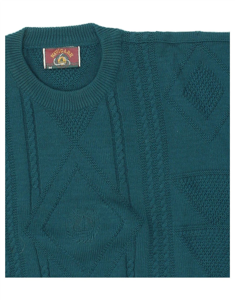 NAVIGARE Womens Crew Neck Jumper Sweater UK 14 Medium Turquoise Wool | Vintage Navigare | Thrift | Second-Hand Navigare | Used Clothing | Messina Hembry 