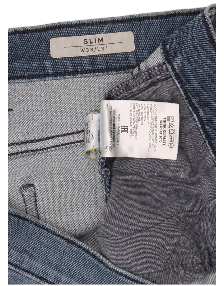 Marks & Spencer Mens Slim Jeans W38 L31 Blue Cotton