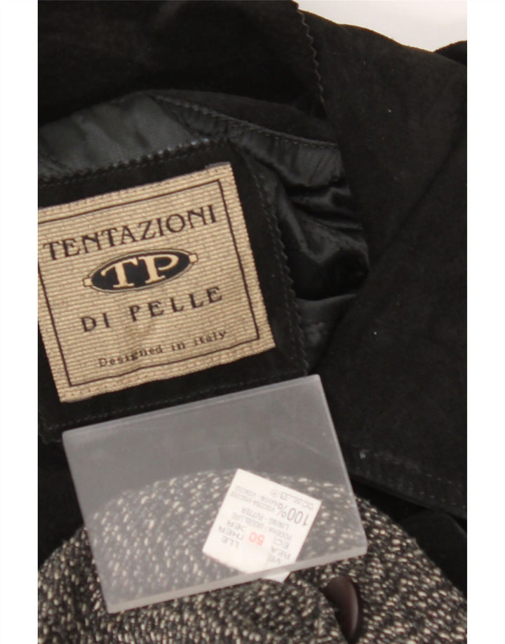 VINTAGE Mens Suede Jacket IT 50 Large Black Leather