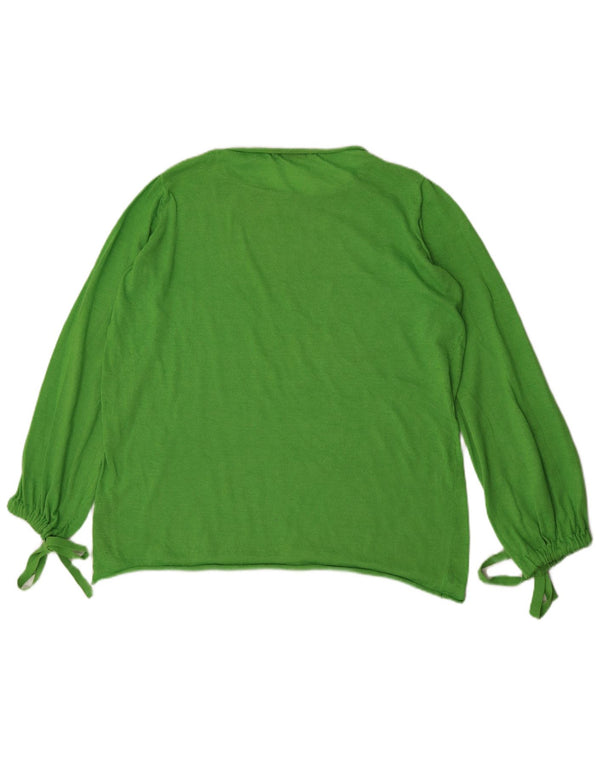 Zara Womens Oversized Top Long Sleeve UK 10 Small Green Polyester