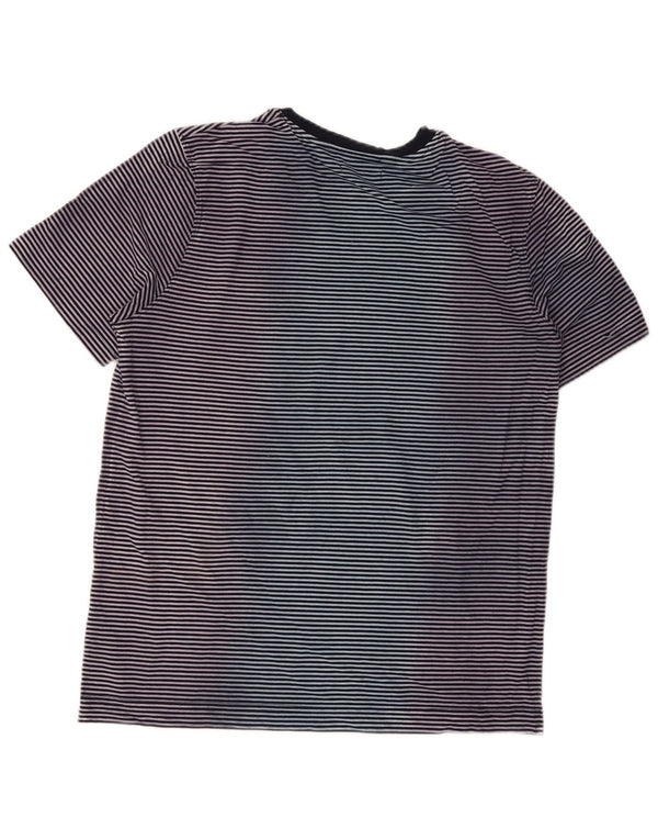 Cos Mens T-Shirt Top Large Navy Blue Striped Cotton Nautical