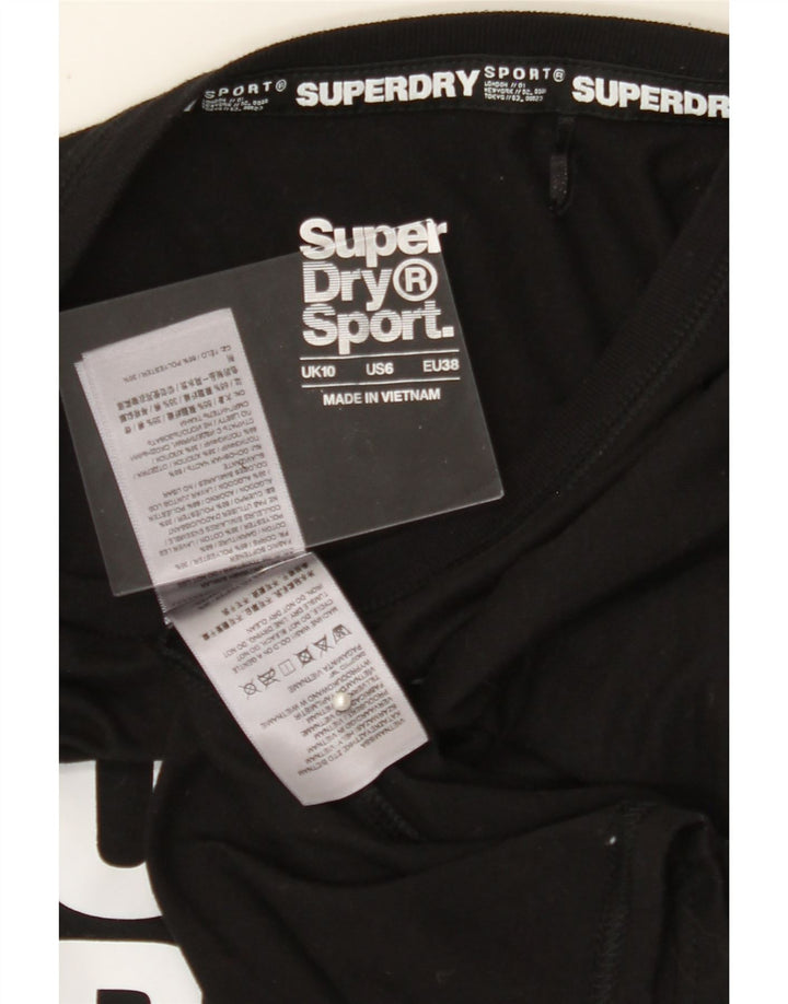 SUPERDRY Womens Graphic T-Shirt Top UK 10 Small  Black Polyester Vintage Superdry and Second-Hand Superdry from Messina Hembry 