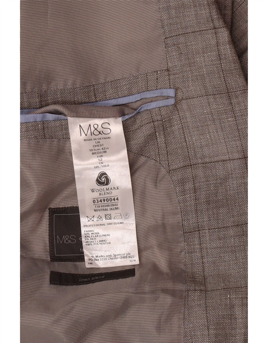 Marks & Spencer Mens Tailored Fit Blazer Jacket UK 42 Large Grey Check
