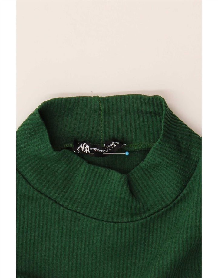 Zara Womens Crop Vest Top UK 4 XS Green