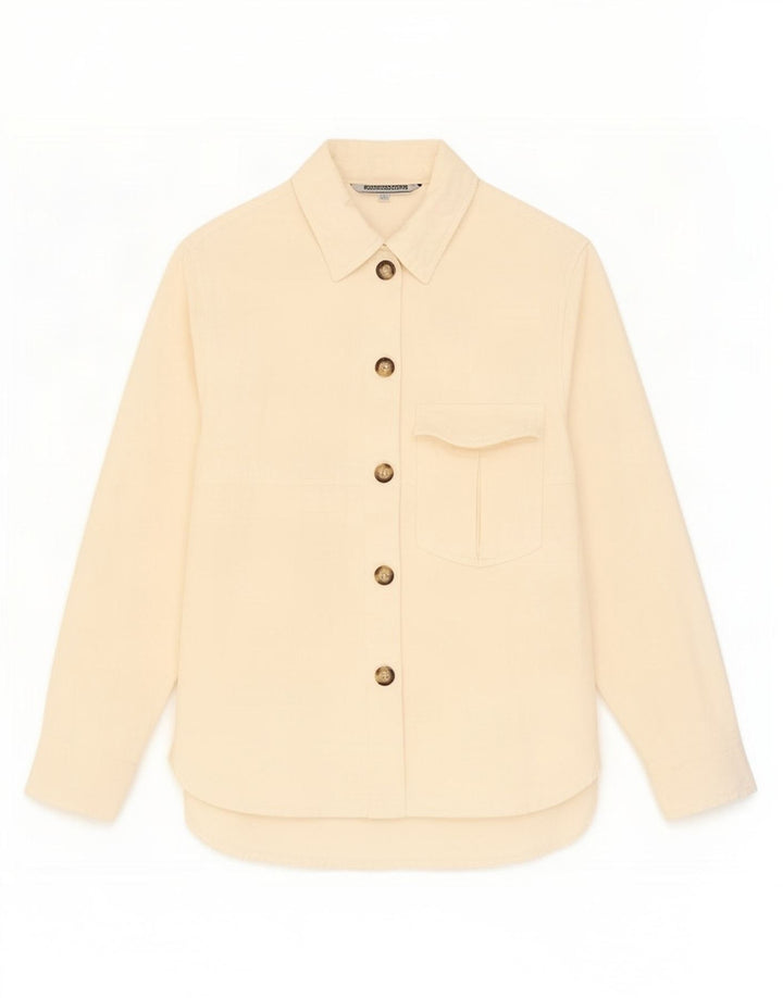 Zara Womens Shirt UK 10 Small Beige Cotton